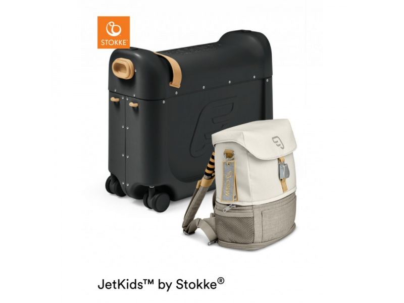 Stokke Cestovní set JetKids™ - Black/White (zavazadlo+batoh)