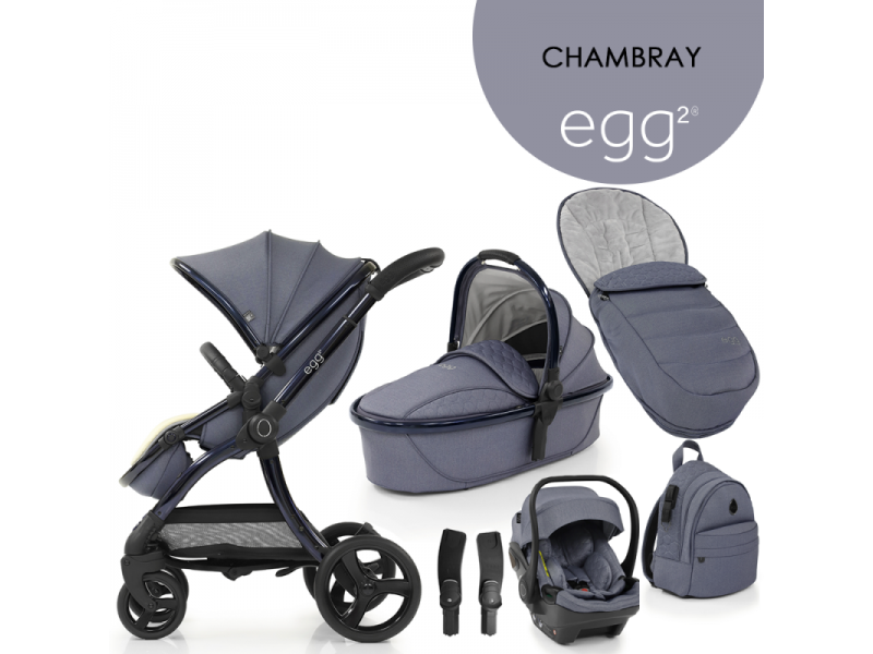 Egg 2 SET GOLD 6 v 1 CHAMBRAY/Blue, korba, autosedačka, multiadaptér, batoh, fusak - vystavený kus