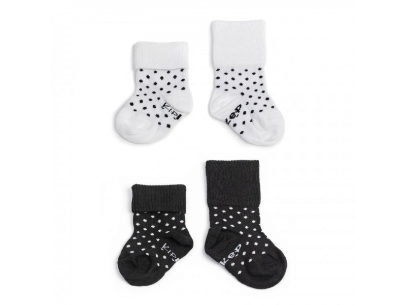 Levně KipKep ponožky Stay-on-Socks 0-6m 2páry Black&White Dots