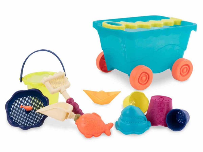 Levně B-Toys Vozík s hračkami na písek modrý
