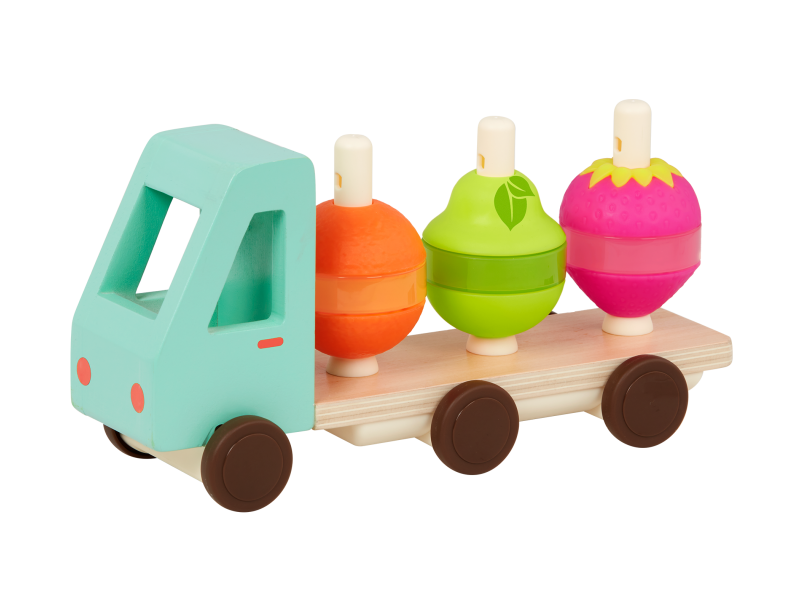 Levně B-Toys Náklaďák dřevěný Stack & Roll Fruit Truck