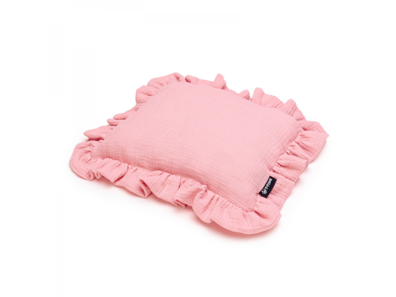 Levně T-TOMI Mušelínový polštářek s volánkem Pink