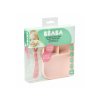 Beaba Talíř silikonový dělený s přísavkou + lžička Pink