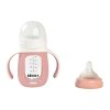 Beaba Kojenecká láhev skleněná 2v1 210ml se silikonovou ochranou Pink