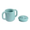 Beaba Hrnek s pítkem a držadly silikonový Blue - VÝPRODEJ DVOREČEK