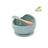 Bo Jungle silikonová miska s přísavkou a lžičkou Blue