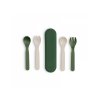 Citron BIO 5ks sada: 2 lžičky, 2 vidličky a sil. pouzdro, Zelená-Krémová