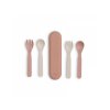 Citron BIO 5ks sada: 2 lžičky, 2 vidličky a sil. pouzdro, Růžová-Krémová