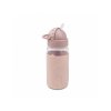 DONE BY DEER Easy-grip láhev s brčkem Elphee - růžová