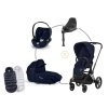 Cybex set Priam Matt Black + seat pack + korba + Cloud T + Base T Rebellious Luxury Denim Blue + DÁREK FUSAK CYBEX Arctic ZDARMA