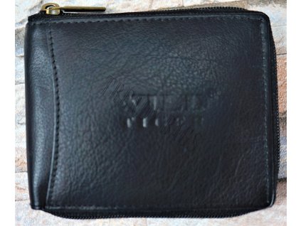 Pánská kožená peněženka WILD TIGER na zip  černá