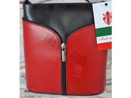 Kožená malá dámská crossbody ARYA ČERVENO ČERNÁ