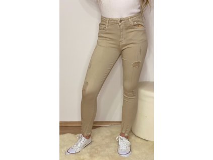 JEANS BEŽOVÉ SKINNY MS-01-27 (Velikost XS)