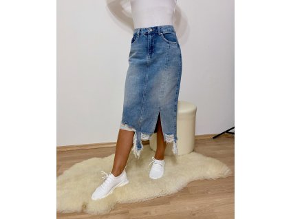 DLOUHÁ ATYPICKÁ SUKNĚ TRHANÁ WL-18