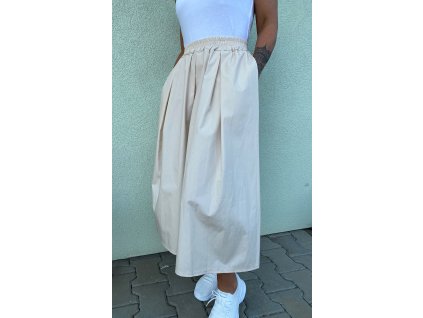 BAVLNĚNÁ DLOUHÁ SUKNĚ BÉŽOVÁ