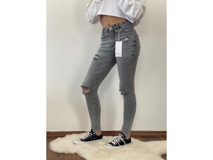 JEANS ŠEDÉ DLOUHÉ Push-Up MS-53 (Velikost 30)