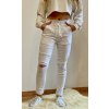 JEANS BÍLÉ DLOUHÉ S GUMOU GD-01 (Velikost XS)