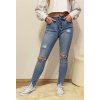 JEANS SVĚTLE MODRÉ TRHANÉ 11-A (Velikost XS)