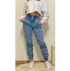 JEANS MODRÉ DLOUHÉ S GUMOU RE-28 (Velikost XS)