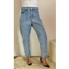 JEANS SVĚTLA MODRÉ S LEMEM A KNOFLÍČKEM RE-2-A (Velikost XS)
