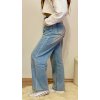 JEANS SVĚTLE MODRÉ ŠIROKÉ  S PÁSKEM BS-36 (Velikost XS)