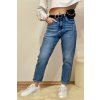 JEANS MODRÉ DLOUHÉ "Boyfriend" S KAPSIČKOU DM-5 (Velikost XS)
