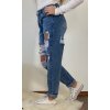 JEANS MODRÉ DLOUHÉ "Boyfriend" - ZB-59 (Velikost XS)