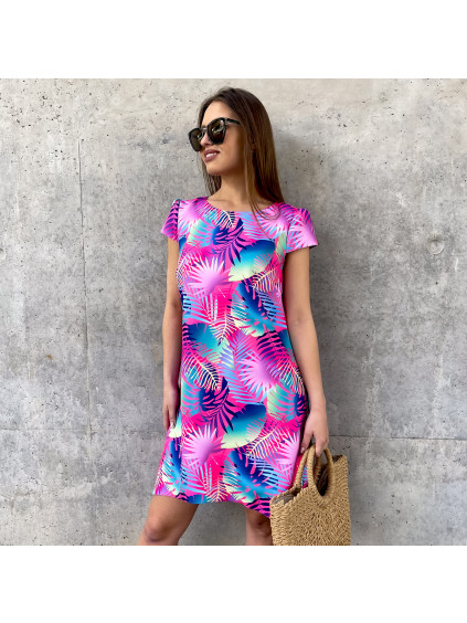 šaty chicc tropical růžové2 2