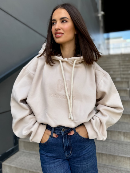 mikina zateplená oversize krémová1 2