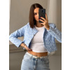 elegantní kabátek bomber do pasu modrý2 2
