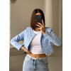 elegantní kabátek bomber do pasu modrý3 2