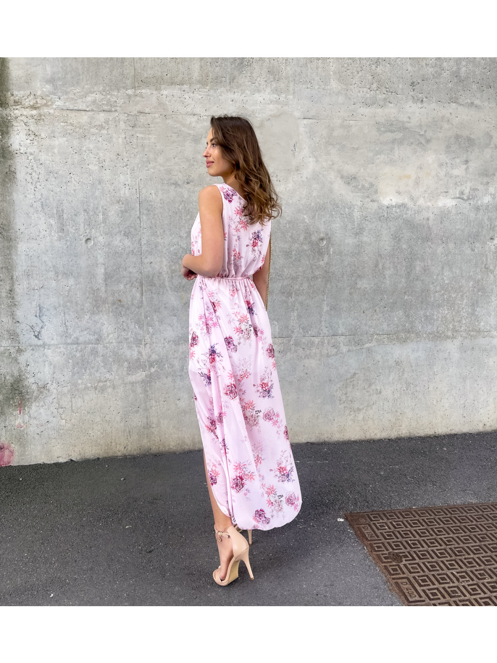 Šaty s květy růžové | TRENDYMANIA fashion e-shop | Dlouhé šaty