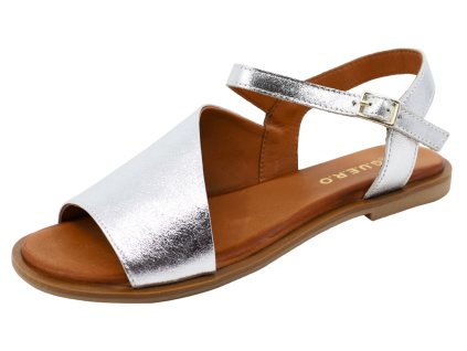 Dámské letní celokožené sandálky GUERO, model P027-85-T138 silver