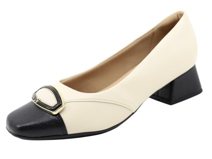 Dámské bílo-černé lodičky PICCADILLY 160085-11 off white/black