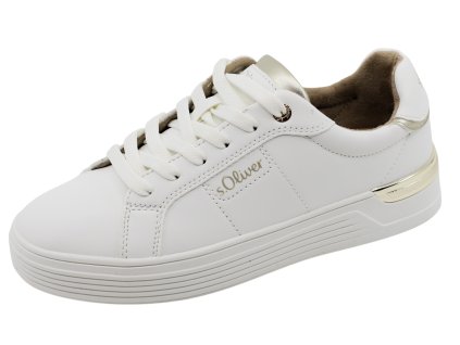 Dámské bílé tenisky s.OLIVER, model 2177802 white/light gold 1