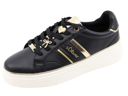 Dámské černé tenisky s.OLIVER, model 2177773.99D5 black/gold 1