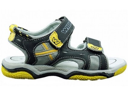 Letní sandále, sandálky WISHOT - černé v kombinaci se žlutou