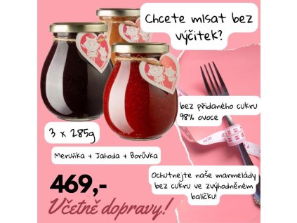 Balíček FIT Jahoda, Meruňka a Borůvka bez cukru