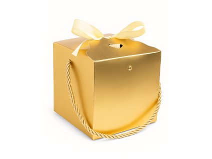 Dárková krabička zlatá se stuhou na jednu sklenici