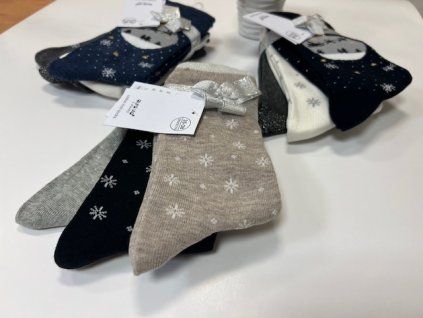 Női pamut zokni téli mintával – 3 pár
