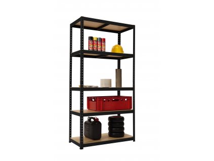 Policový regál Trestles RH 1800x900x600, nosnost 1325 kg, 5 polic, černý