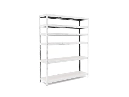 Policový regál Trestles RH 2000x1400x450, nosnost 1800 kg, pozinkovaný, 6 polic bílých