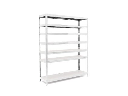 Policový regál Trestles RH 2200x1600x400, nosnost 1750 kg, pozinkovaný, 7 polic bílých