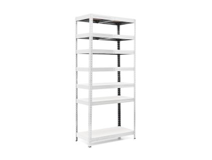 Policový regál Trestles RH 2200x800x500, nosnost 1750 kg, pozinkovaný, 7 polic bílých