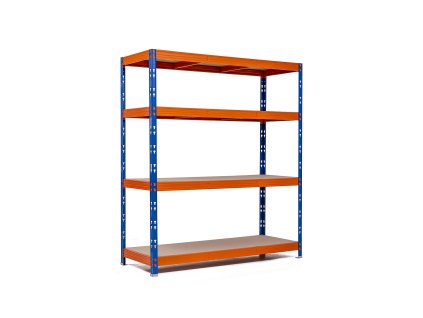 Trestles Profesionální policový regál RR1 1800x2000x600, nosnost 1800 kg, 4 police, oranžovo-modrý