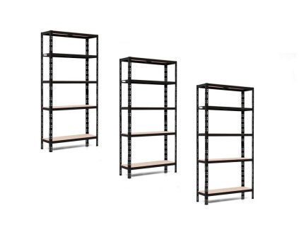 Balíček 3xSUPER HIT - Policový regál Trestles RNDU-KUI 1800x900x450, nosnost 875 kg, 5 polic (Barva černá)