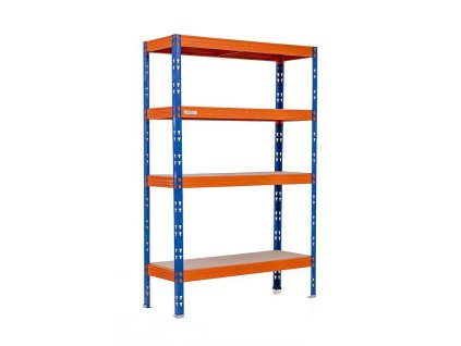 Trestles Profesionální policový regál RR1 2000x1600x500, nosnost 1800 kg, 4 police, oranžovo-modrý