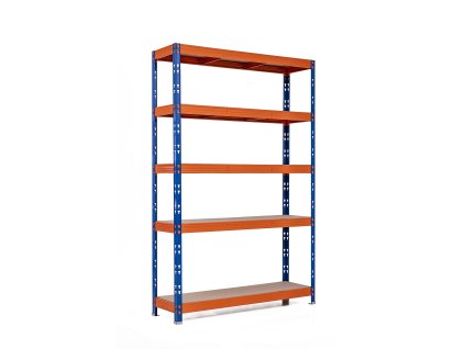 Trestles Profesionální policový regál RR1 2000x1200x500, nosnost 2250 kg, 5 polic, oranžovo-modrý