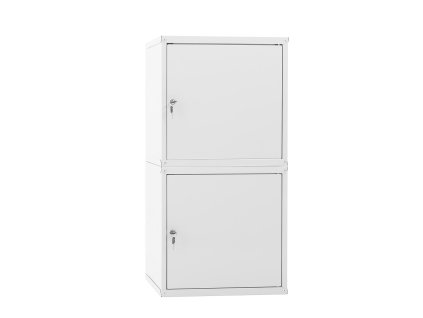 AKCE Balíček 2x uzamykatelná kovová skříňka Trestles SKM 350x350x350, světle šedá