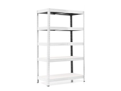 Policový regál Trestles RH 1500x1000x400, nosnost 1750 kg, pozinkovaný, 5 polic bílých